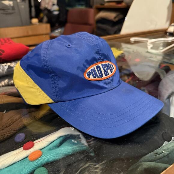 Vintage 90s RARE Ralph Lauren Polo Sport Nylon Blue‎ And Yellow Adjustable Hat